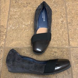 Sabrinas Leather Suede/Patent/Elastic Wedge Flats